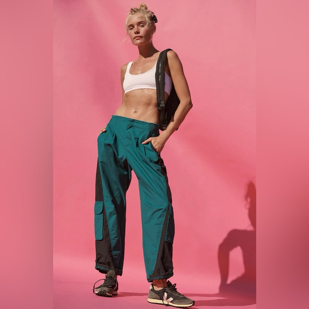 FP Movement by Free People Teal and Black Colorblock Cargo Pants